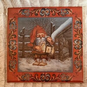 Vintage Suzanne Toftey Julenisse Ceramic Trivet